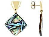 Pre-Owned Multi Color Abalone Shell 18k Yellow Gold Over Sterling Silver Earrings