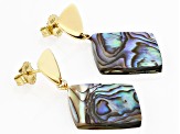 Pre-Owned Multi Color Abalone Shell 18k Yellow Gold Over Sterling Silver Earrings