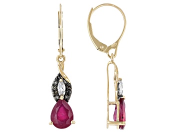 Picture of Pre-Owned Red Mahaleo® Ruby 14k Yellow Gold Earrings 2.85ctw