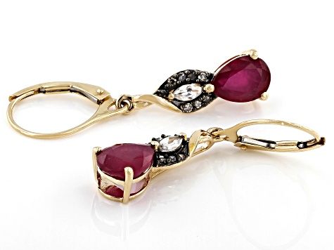 Pre-Owned Red Mahaleo® Ruby 14k Yellow Gold Earrings 2.85ctw