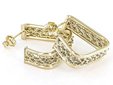 Pre-Owned 14k Yellow Gold Rope Link Triangle Shape Earrings