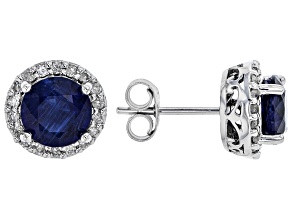 Pre-Owned Blue Kyanite Rhodium Over 14k White Gold Earrings 3.05ctw