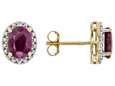Pre-Owned Red Ruby 18K Yellow Gold Over Silver Stud Earrings 2.27ctw
