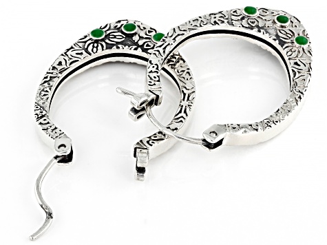 Pre-Owned Green Enamel Sterling Silver Earrings