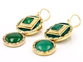 Pre-Owned Green Onyx 18k Yellow Gold Over Brass Earrings