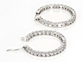 Pre-Owned White Cubic Zirconia Platinum Over Sterling Silver Hoops 3.24ctw