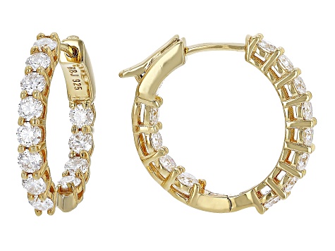 Pre-Owned Moissanite 14k Yellow Gold Over Silver Inside Out Hoop Earrings 2.40ctw D.E.W