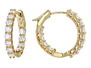 Pre-Owned Moissanite 14k Yellow Gold Over Silver Inside Out Hoop Earrings 2.40ctw D.E.W