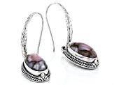 Pre-Owned Pink Opal W/ Bronze Sterling Silver Hammered Earrings