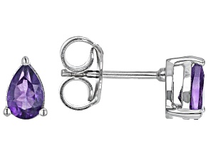 Pre-Owned Purple Amethyst Rhodium Over Sterling Silver February Birthstone Earrings 0.63ctw