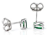 Pre-Owned Green Lab Created Emerald Rhodium Over Sterling Silver May Birthstone Earrings 0.57ctw