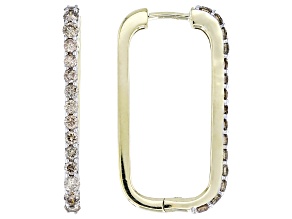 Pre-Owned Candlelight Diamonds™ 10k Yellow Gold Rectangular Hoop Earrings 1.00ctw