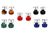Pre-Owned Multi-Color Multi-Gem Platinum Over Sterling Silver Set of 5 Earrings Box Set