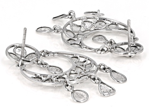 Pre-Owned Polki Diamond Sterling Silver Earrings