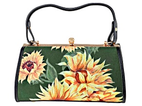 Pre-Owned Gold Tone Sunflower Fabric Clutch