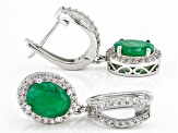 Pre-Owned Green Emerald Rhodium Over Sterling Silver Earrings. 3.30ctw