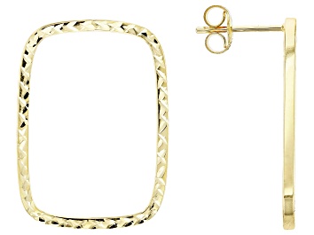 Picture of Pre-Owned 10K Yellow Gold Diamond-Cut Rectangle Shape Earrings