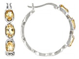 Pre-Owned Yellow Citrine Rhodium Over Sterling Silver Hoop Earrings 2.30ctw