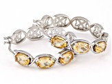 Pre-Owned Yellow Citrine Rhodium Over Sterling Silver Hoop Earrings 2.30ctw