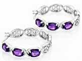 Pre-Owned Purple African Amethyst Rhodium Over Sterling Silver Hoop Earrings 2.30ctw