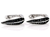 Pre-Owned Black Spinel Rhodium Over Sterling Silver Huggie Earrings 0.33ctw