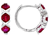 Pre-Owned Lab Created Ruby Rhodium Over Sterling Silver Earrings 2.25ctw