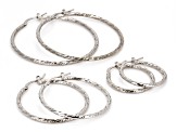 Pre-Owned Platinum Over Bronze Twisted Hoop Earrings Set of 3