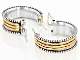 Pre-Owned Two Tone Sterling Silver & 14K Yellow Gold Over Sterling Silver Hoop Earring