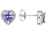 Pre-Owned Blue Tanzanite Platinum Over Sterling Silver Stud Earrings 1.28ctw