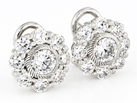 Pre-Owned Judith Ripka Cubic Zirconia Haute Collection Rhodium Over Sterling Silver Flower Earrings