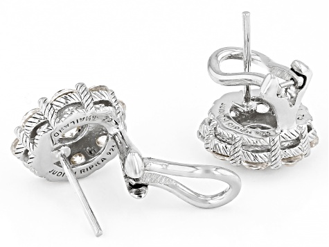 Pre-Owned Judith Ripka Cubic Zirconia Haute Collection Rhodium Over Sterling Silver Flower Earrings