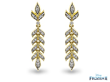 Picture of Pre-Owned Enchanted Disney Anna Earrings Round White Diamond 10K Yellow Gold 0.20ctw