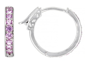 Pre-Owned Pink Sapphire Rhodium Over Sterling Silver Hoop Earrings 0.61ctw