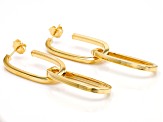 Pre-Owned 18k Yellow Gold Over Sterling Silver Polished Double Link 2 7/16" Drop Earrings