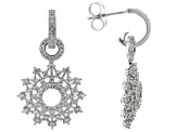 Pre-Owned White Cubic Zirconia Rhodium Over Sterling Silver Snowflake Earrings 3.05ctw