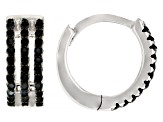 Pre-Owned Black Spinel Rhodium Over Sterling Silver Huggie Hoop Earrings 0.35ctw