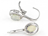 Pre-Owned White Ethiopian Opal Rhodium Over Sterling Silver Earrings 1.75ctw