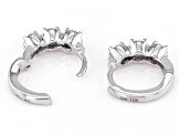 Pre-Owned Red Mahaleo® Ruby Rhodium Over 10k White Gold 3-Stone Childrens Hoop Earrings 1.11ctw