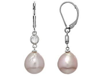 Picture of Pre-Owned Genusis™ Lavender Cultured Freshwater Pearl and Cubic Zirconia Rhodium Over Sterling Silve
