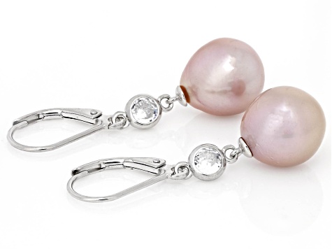 Pre-Owned Genusis™ Lavender Cultured Freshwater Pearl and Cubic Zirconia Rhodium Over Sterling Silve