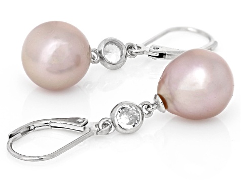 Pre-Owned Genusis™ Lavender Cultured Freshwater Pearl and Cubic Zirconia Rhodium Over Sterling Silve