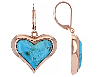 Picture of Pre-Owned  Heart Shape Turquoise Copper Earrings