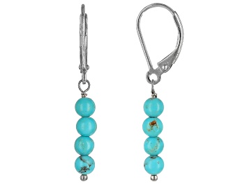 Picture of Pre-Owned Blue Kingman Turquoise Rhodium Over Sterling Silver Earrings