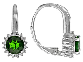 Picture of Pre-Owned Green Chrome Diopside Rhodium Over Sterling Silver Earrings 1.82ctw