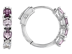 Pre-Owned Multicolor Spinel Rhodium Over Sterling Silver Hoop Earrings 1.25ctw