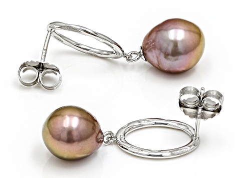 Pre-Owned Genusis™ Lavender Cultured Freshwater Pearl Rhodium Over Sterling Silver Earrings