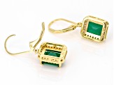 Pre-Owned Green Onyx With White Zircon 18k Yellow Gold Over Sterling Silver Earrings