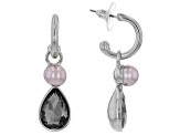 Pre-Owned Tri-Color Pearl Simulant & Glass Crystal Tri-Color Tone Set of 3 Dangle Earrings