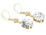Pre-Owned Dendritic Opal and White Zircon 18k Yellow Gold Over Silver Earrings 0.48ctw
