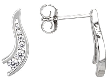 Picture of Pre-Owned White Cubic Zirconia Platinum Over Silver "Road Less Traveled" Earrings 0.38ctw